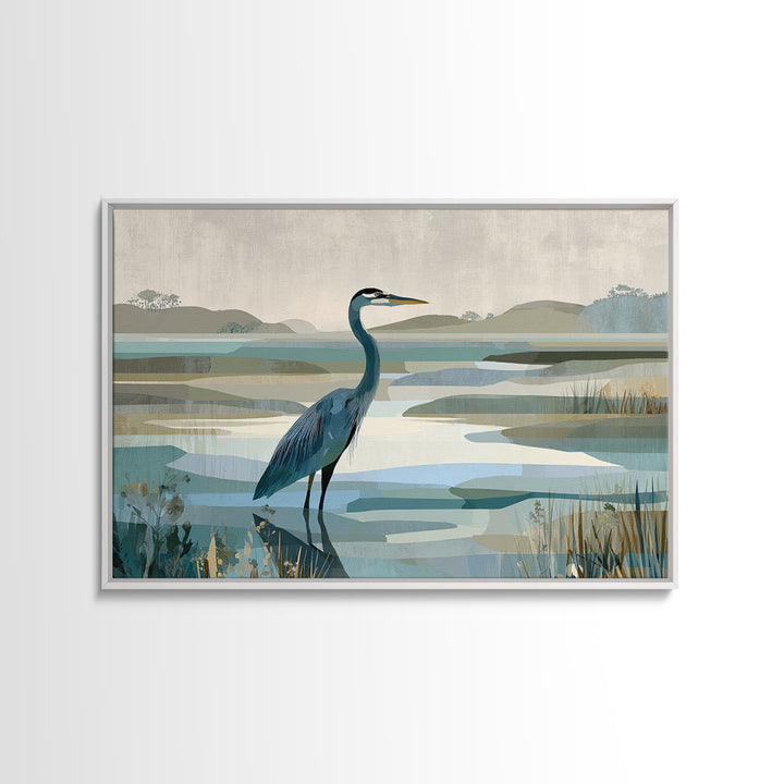 Blue Heron Standing Framed Canvas Print, Medical Office Art, Medical Student Gift, Office Decor, Fine Art, Calm, Anatomy Poster, MOA-3x2-18