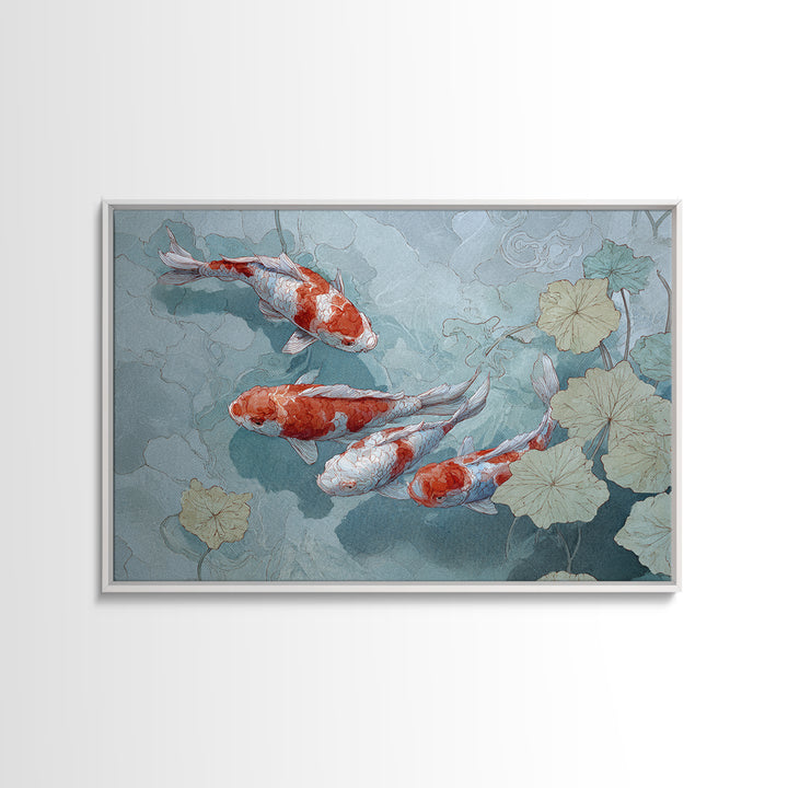 Calm Koi Fish Swimming Through Clear Water Framed Canvas Print, Medical Office Art, Printable Wall Art, Office Decor, Calm, MOA-3x2-2