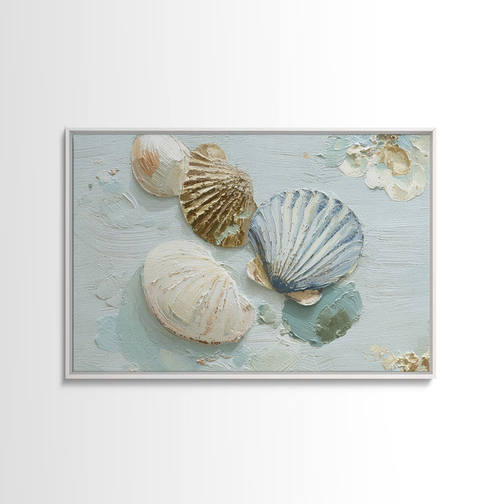 Coastal Shells and Water Study Framed Canvas Print, Medical Office Art, Medical Decor, Office Decor, Calm, Science Art, MOA-3x2-24