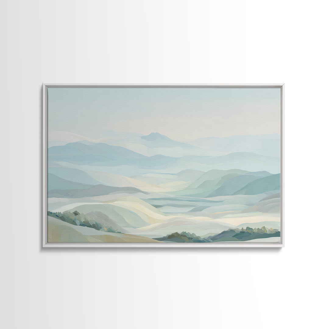 Minimal Sunrise over Rounded Hills Framed Canvas Print, Medical Office Art, Medical Wall Art, Office Decor, Fine Art, Calm, MOA-3x2-27