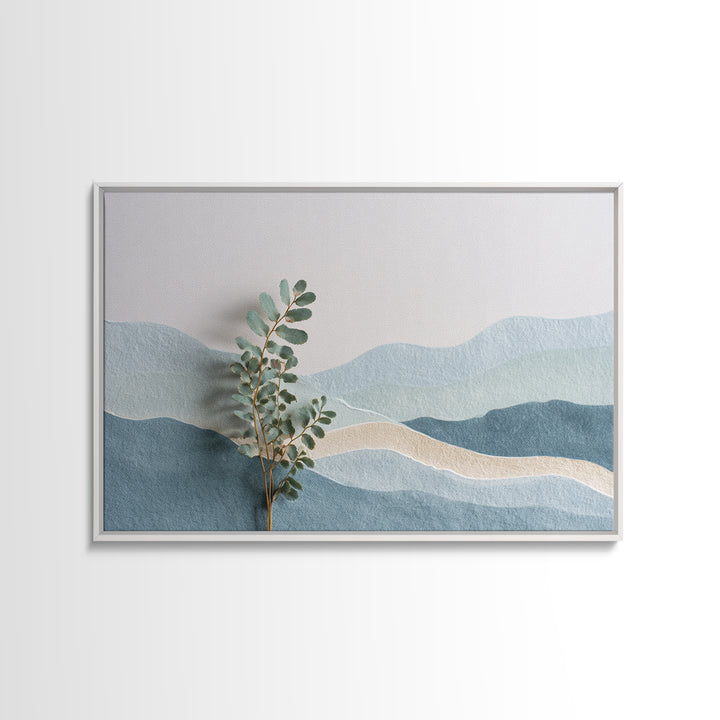 Minimal Green Fern Specimen Framed Canvas Print, Medical Office Art, Healthcare Wall Art, Office Decor, Fine Art, Calm, MOA-3x2-36