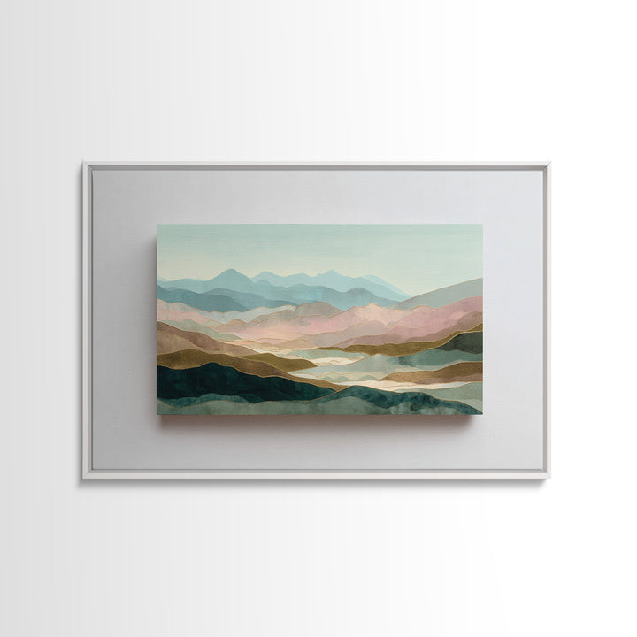 Minimal Sunrise over Rounded Hills Canvas Print, Medical Office Art, School Nurse Art, Office Decor, Calm, Luxury Decor, MOA-3x2-51