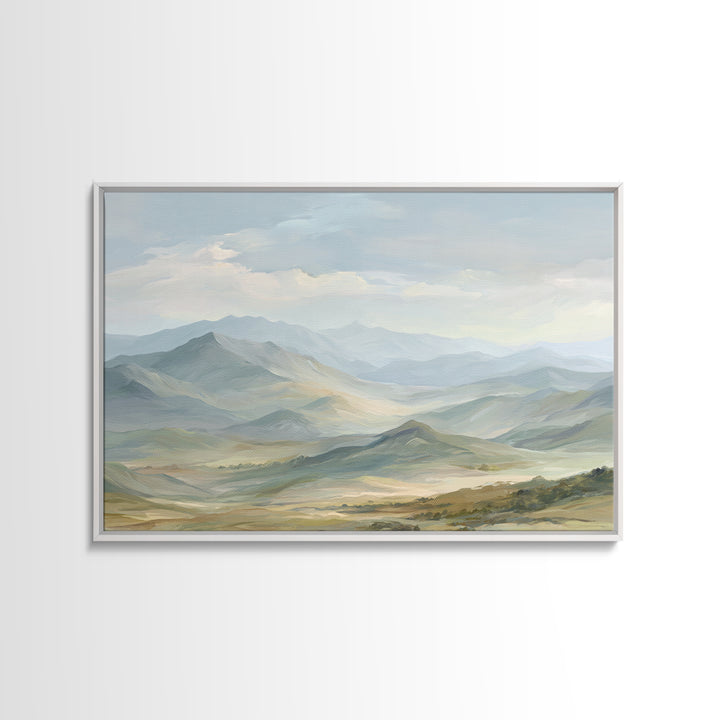 Soft Mountain Landscape Canvas Print, Medical Office Art, Anatomy Wall Art, Office Decor, Oil Painting, Calm, Neuroscience Art, MOA-3x2-54