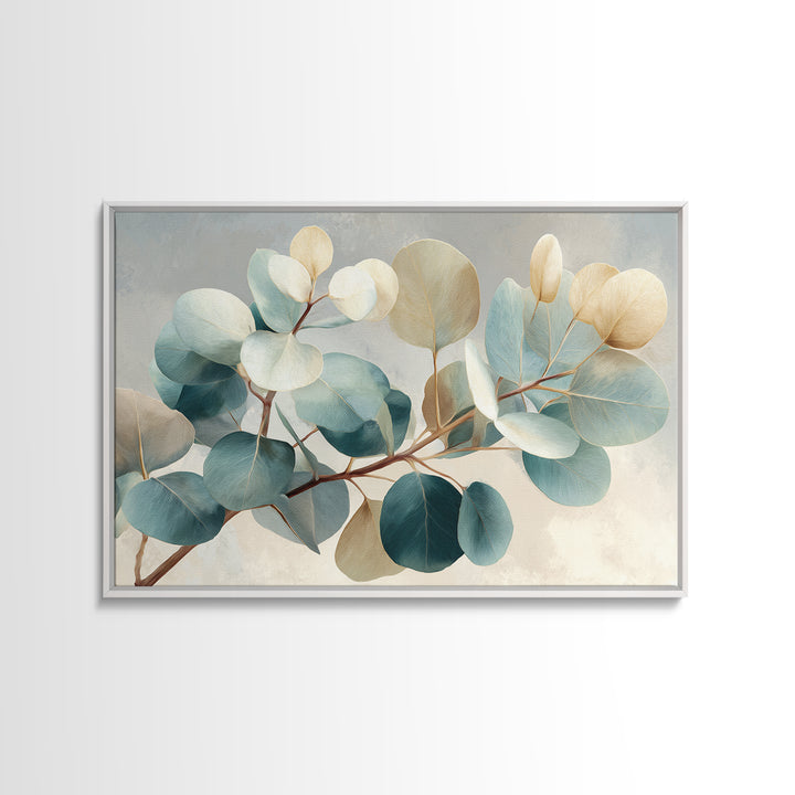 Botanical Eucalyptus Branch Framed Canvas Print, Medical Office Art, Digital Art, Office Decor, Watercolor Art, Calm, MOA-3x2-55