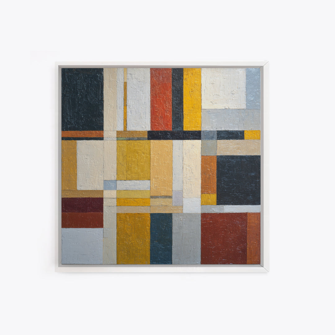 Urban Window Grid Transformed into Abstraction Framed Canvas Print, Modern Art, Art, Living Room Decor, Fine Art, Modern, MOD-1x1-12