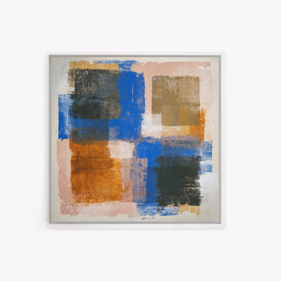 Expressive Brushwork in Cobalt and Rust Canvas Print, Modern Art, Set of 3 Prints, Living Room Decor, Oil Painting, Modern, MOD-1x1-30