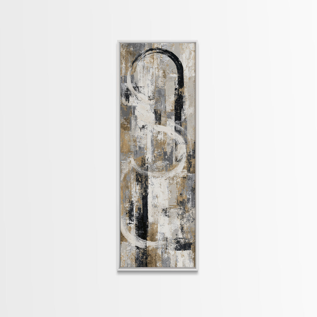 Dynamic Black Brush Marks on Neutral Ground Canvas Print, Modern Art, Art, Living Room Decor, Fine Art, Modern, Canvas Art, MOD-1x3-23