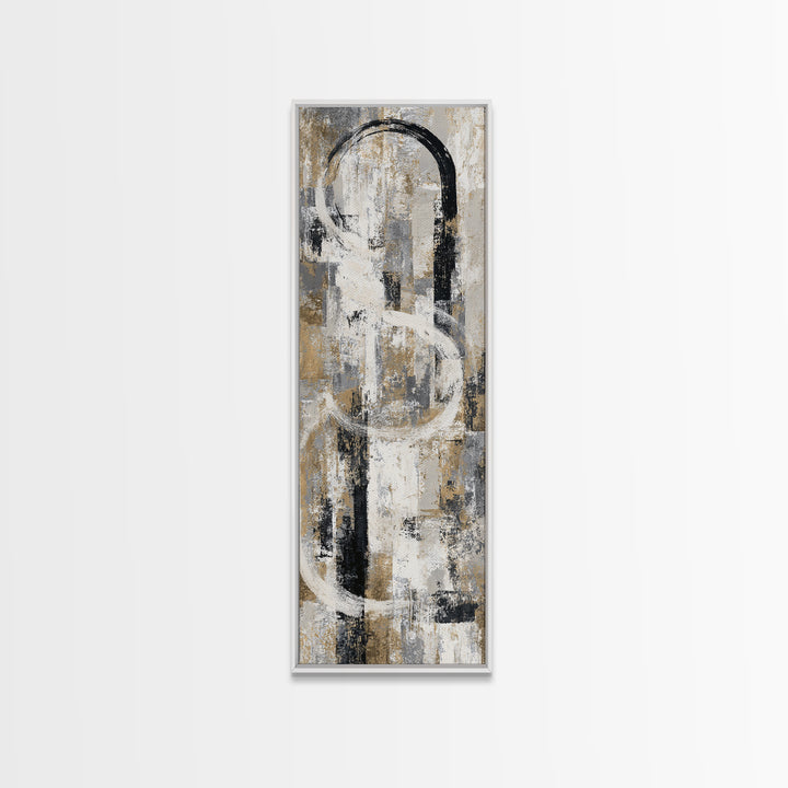 Dynamic Black Brush Marks on Neutral Ground Canvas Print, Modern Art, Art, Living Room Decor, Fine Art, Modern, Canvas Art, MOD-1x3-23
