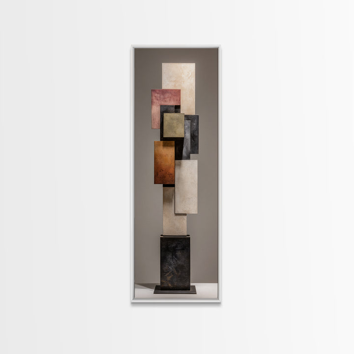 Minimal Sculpture Shapes Painted Canvas Print, Modern Art, Art Deco, Living Room Decor, Abstract Art, Modern, MOD-1x3-68