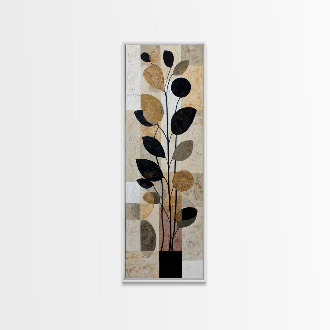 Clean Botanical Silhouette on Color Block Ground Canvas Print, Modern Art, Printable Art, Living Room Decor, Modern, MOD-1x3-83