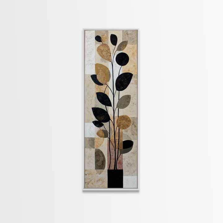Clean Botanical Silhouette on Color Block Ground Canvas Print, Modern Art, Printable Art, Living Room Decor, Modern, MOD-1x3-83