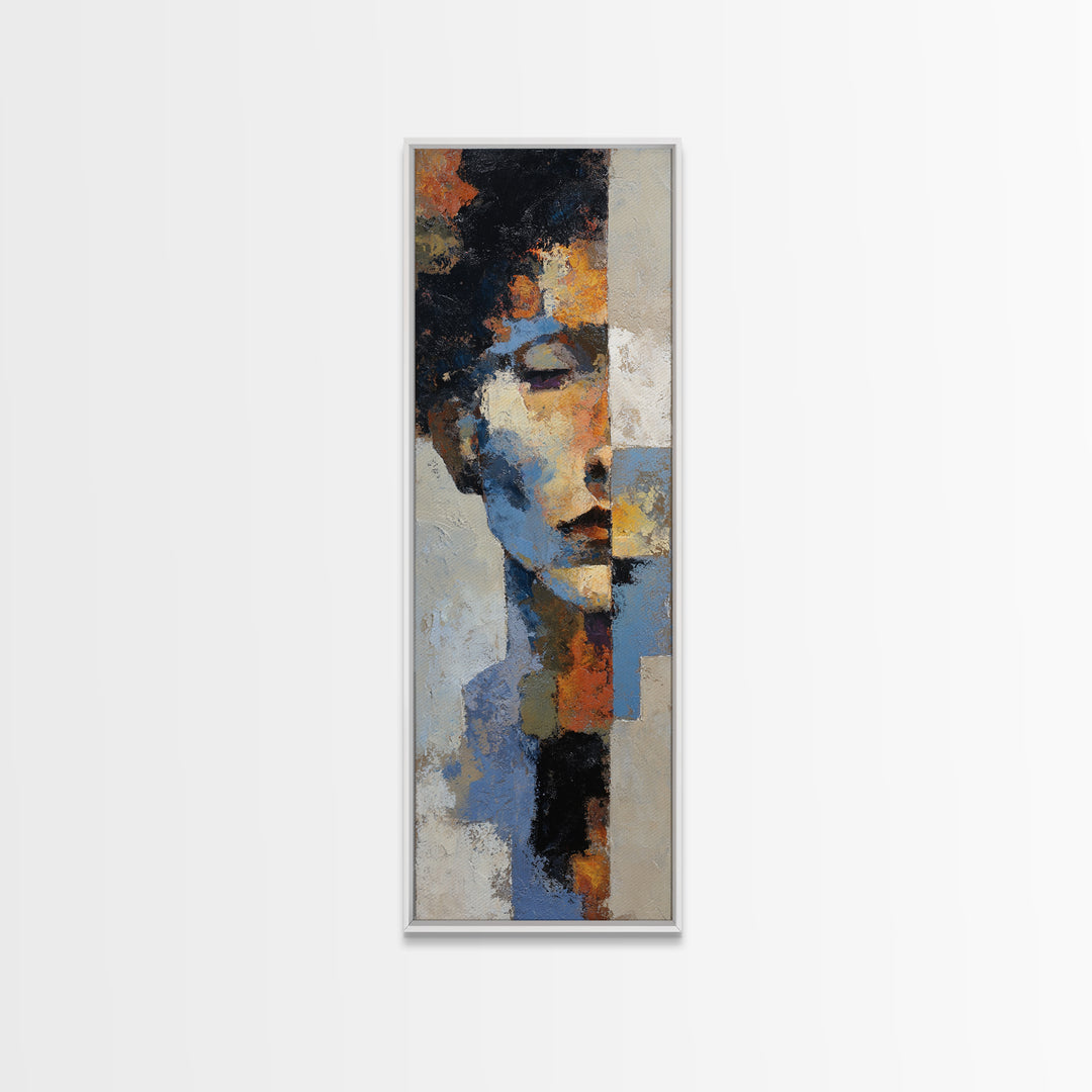 Expressive Brushwork in Cobalt and Rust Canvas Print, Modern Art, Art Print, Living Room Decor, Oil Painting, Modern, MOD-1x3-90