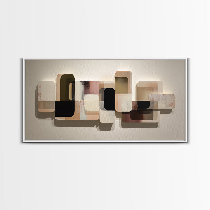 Minimal Sculpture Shapes Painted Canvas Print, Modern Art, Wall Decor, Living Room Decor, Abstract Art, Modern, Digital Print, MOD-2x1-52