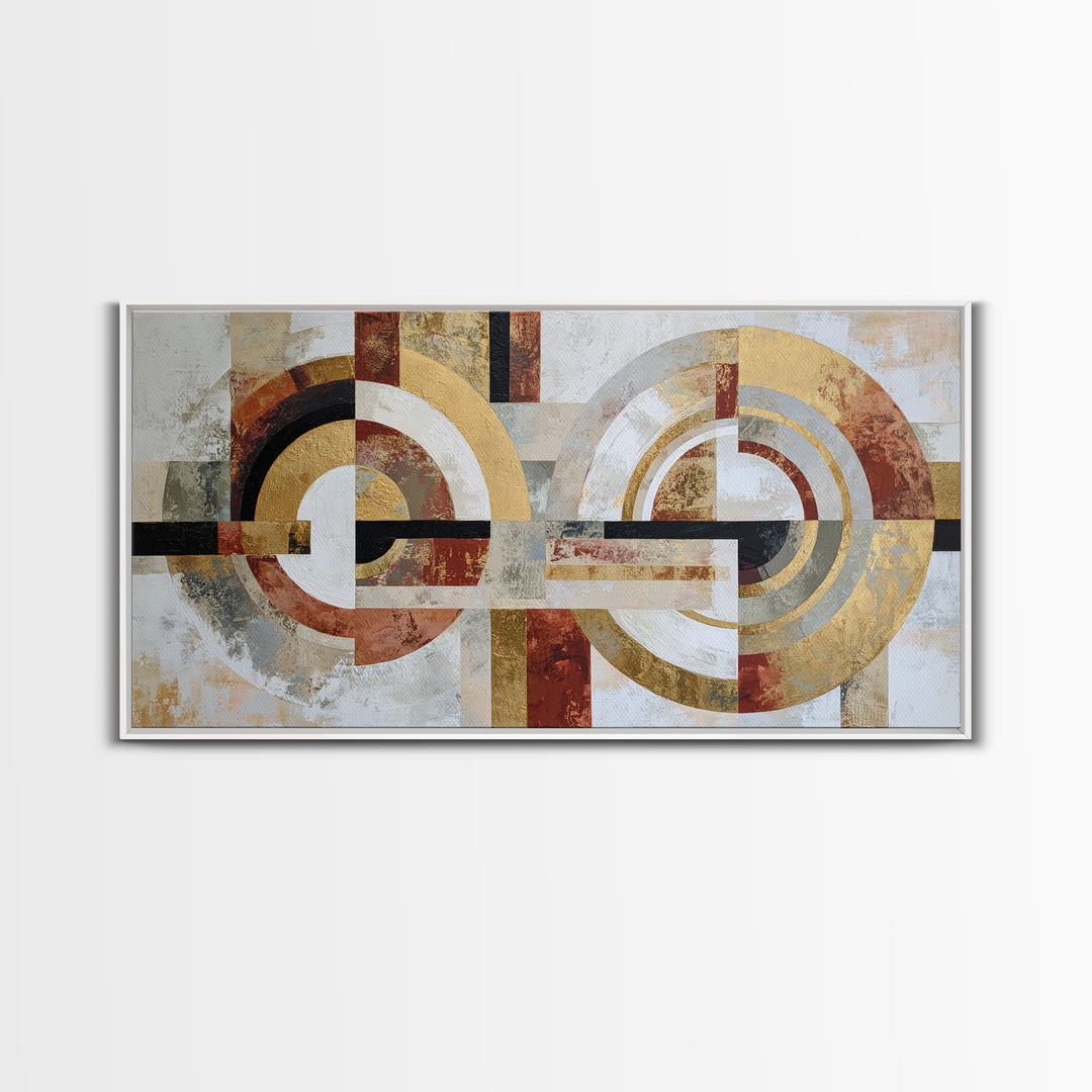 Abstract Circular Forms Framed Canvas Print, Modern Art, Boho Wall Decor, Living Room Decor, Abstract Art, Modern, MOD-2x1-87