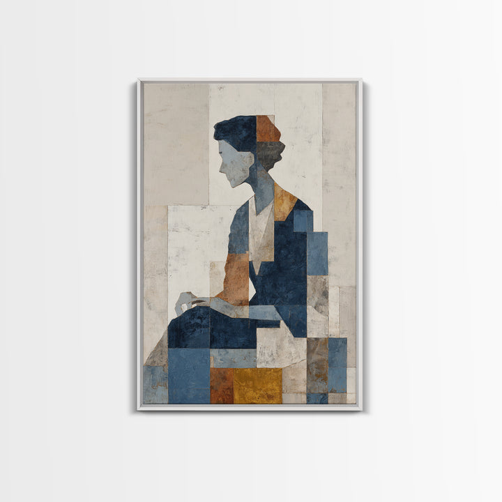 Fragmented Figure Study Framed Canvas Print, Modern Art, Wall Hanging, Living Room Decor, Oil Painting, Modern, MOD-2x3-73