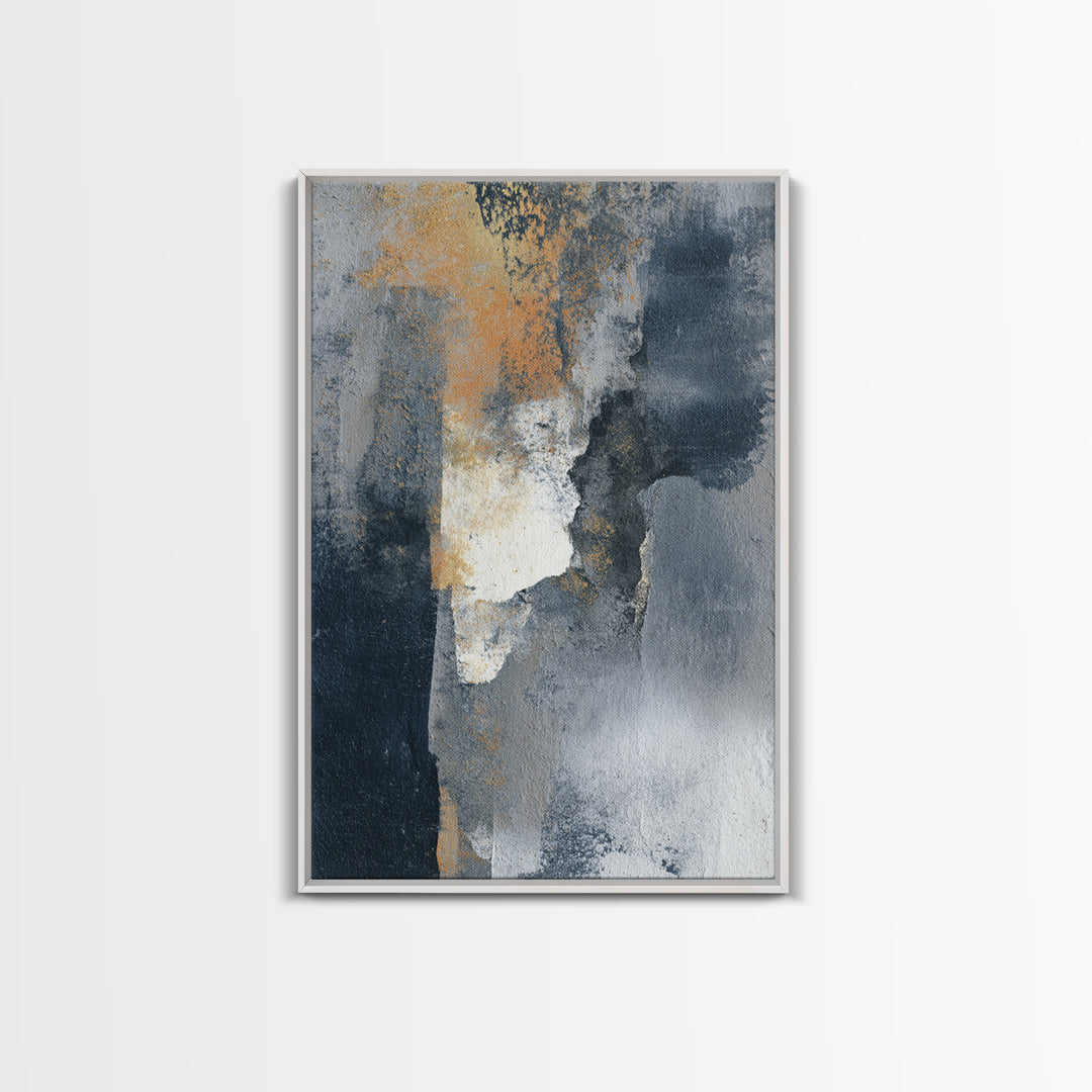 Monochrome Ink and Acrylic Mixed Media Look Framed Canvas Print, Modern Art, Canvas Art, Living Room Decor, Fine Art, Modern, MOD-2x3-76