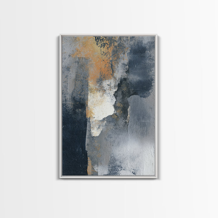 Monochrome Ink and Acrylic Mixed Media Look Framed Canvas Print, Modern Art, Canvas Art, Living Room Decor, Fine Art, Modern, MOD-2x3-76