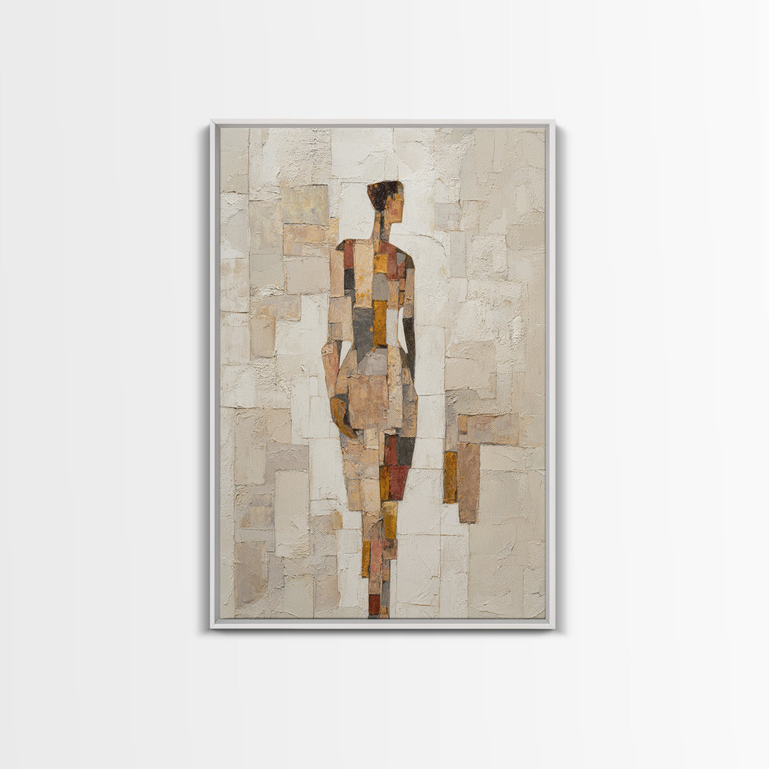 Fragmented Figure Study Framed Canvas Print, Modern Art, Wall Hanging, Living Room Decor, Oil Painting, Modern, MOD-2x3-97