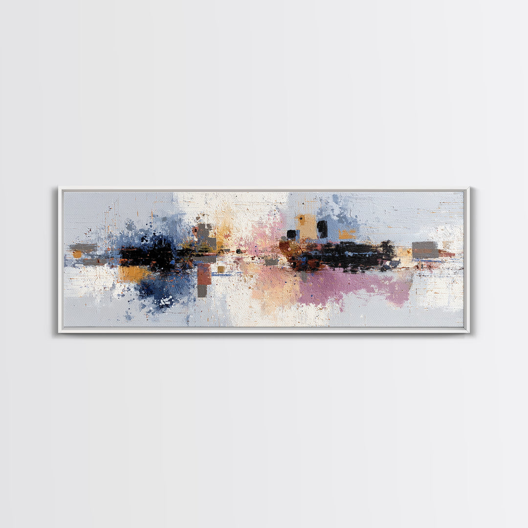 Expressive Brushwork in Cobalt and Rust Canvas Print, Modern Art, Canvas Art, Living Room Decor, Fine Art, Modern, Poster Art, MOD-3x1-46
