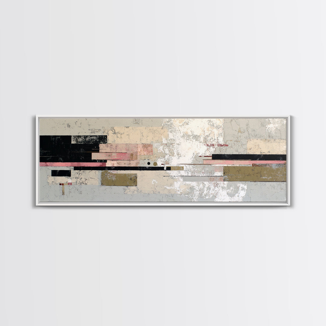 Geometric City Abstraction Framed Canvas Print, Modern Art, Contemporary Art, Living Room Decor, Abstract Art, Modern, MOD-3x1-68