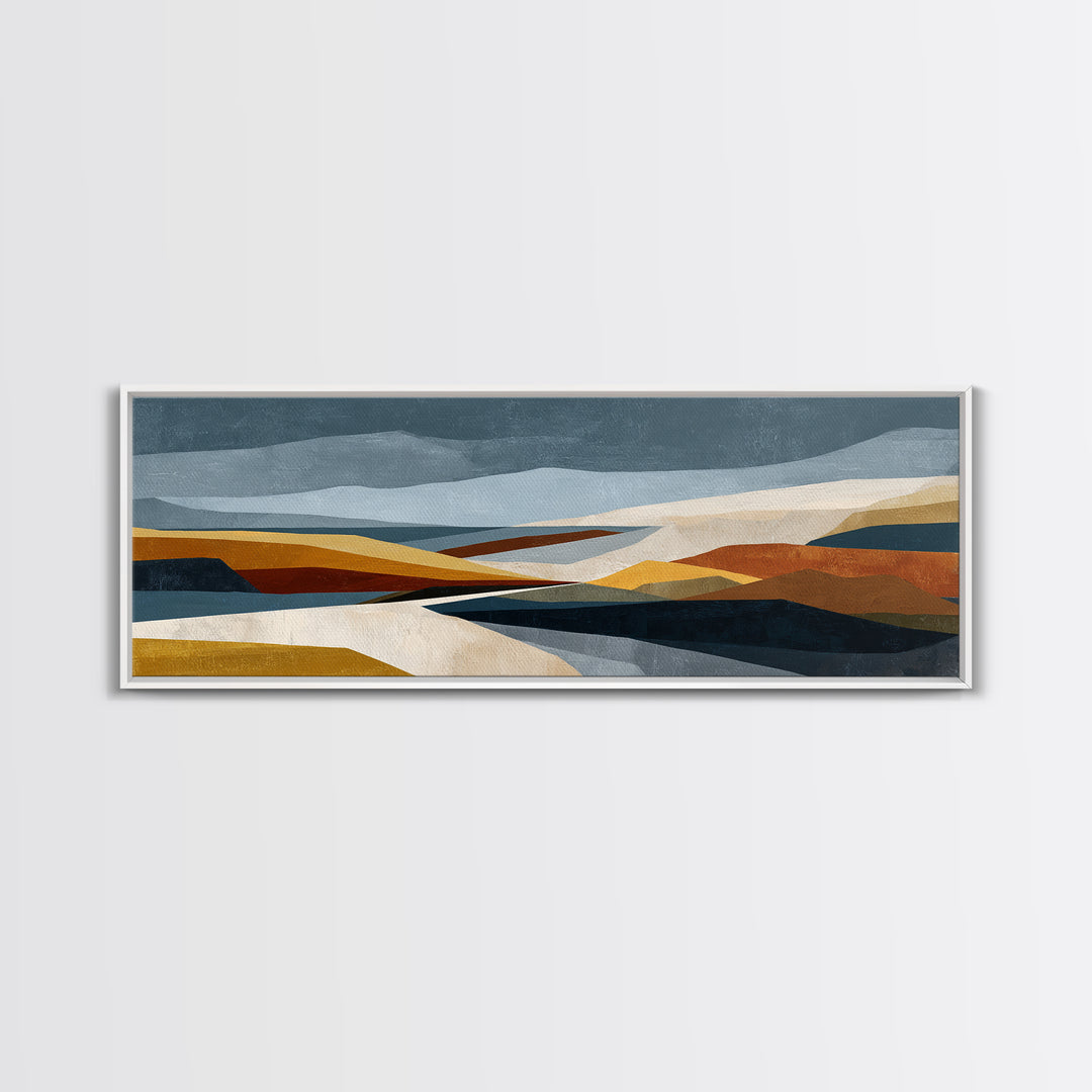 Modern Landscape with Simplified Horizon Framed Canvas Print, Modern Art, Set of 3 Prints, Living Room Decor, Oil Painting, MOD-3x1-73