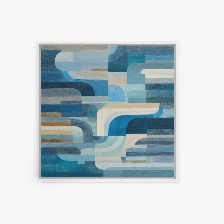 All Blue Ocean Abstraction Framed Canvas Print, Monochrome Art, Wallpaper Mural, Living Room Decor, Fine Art, Mono, MON-1x1-1