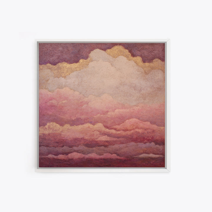 All Pink Cloudscape Framed Canvas Print, Monochrome Art, Digital Prints, Living Room Decor, Fine Art, Mono, Apartment Decor, MON-1x1-12