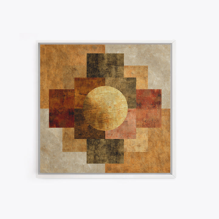 Gold Tonal Sunburst Medallion Canvas Print, Monochrome Art, Dopamine Decor, Living Room Decor, Fine Art, Mono, Modern Decor, MON-1x1-14
