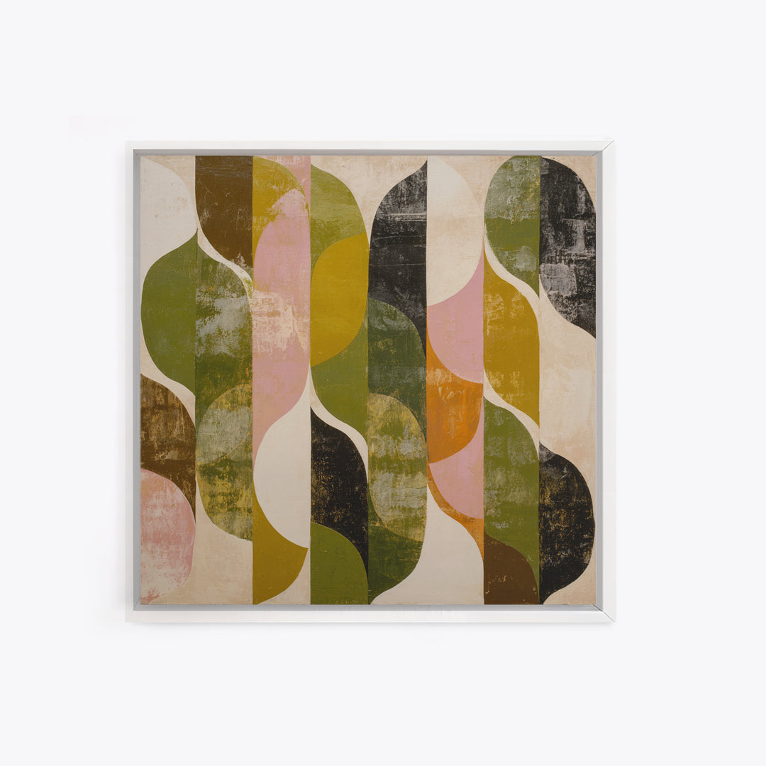 Olive Green Abstract Leaf Pattern Canvas Print, Monochrome Art, Living Room Decor, Watercolor Art, Mono, Printable Art, MON-1x1-20
