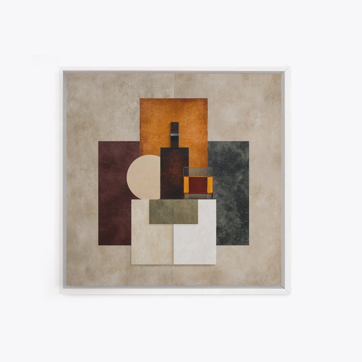 Brown Leather and Whiskey Still Life Canvas Print, Monochrome Art, Original Painting, Living Room Decor, Fine Art, Mono, MON-1x1-23