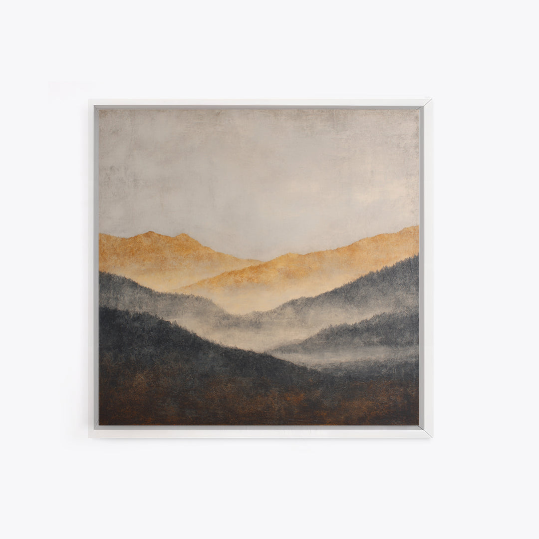 Charcoal Mountain Landscape Framed Canvas Print, Monochrome Art, Printable Wall Art, Living Room Decor, Fine Art, Mono, MON-1x1-28