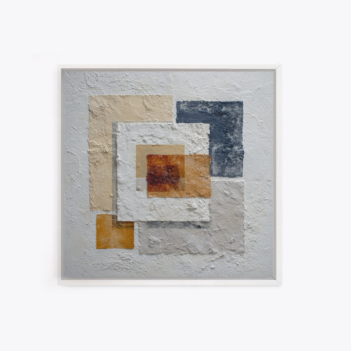 Ivory White Plaster Texture Composition Framed Canvas Print, Monochrome Art, Modern Decor, Living Room Decor, Fine Art, Mono, MON-1x1-29