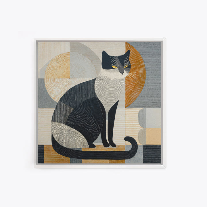 Monochrome Cat Portrait Canvas Print, Monochrome Art, Printable Art, Living Room Decor, Oil Painting, Mono, Minimalist Wall Art, MON-1x1-35