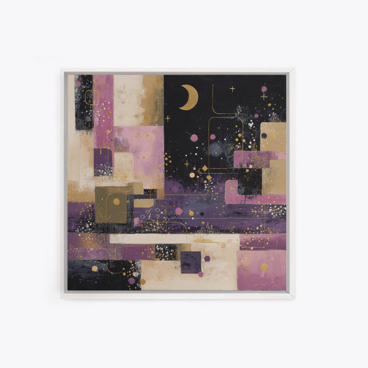 Purple Night Sky Framed Canvas Print, Monochrome Art, Living Room Decor, Fine Art, Mono, Gallery Decor, Neutral Decor, MON-1x1-39
