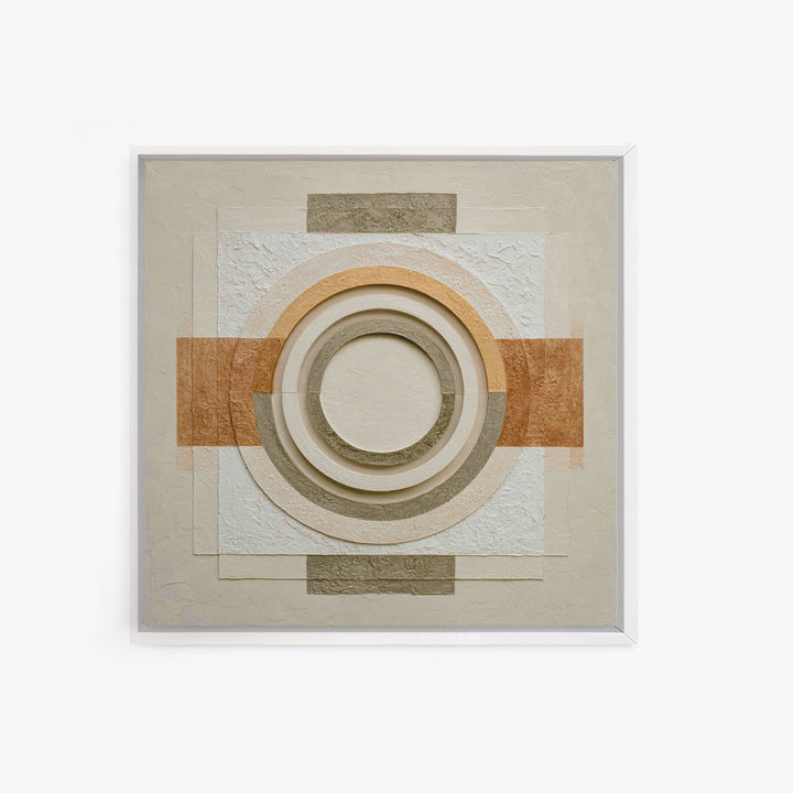 Cream on Cream Minimalist Forms Framed Canvas Print, Monochrome Art, Modern Wall Art, Living Room Decor, Fine Art, Mono, MON-1x1-46