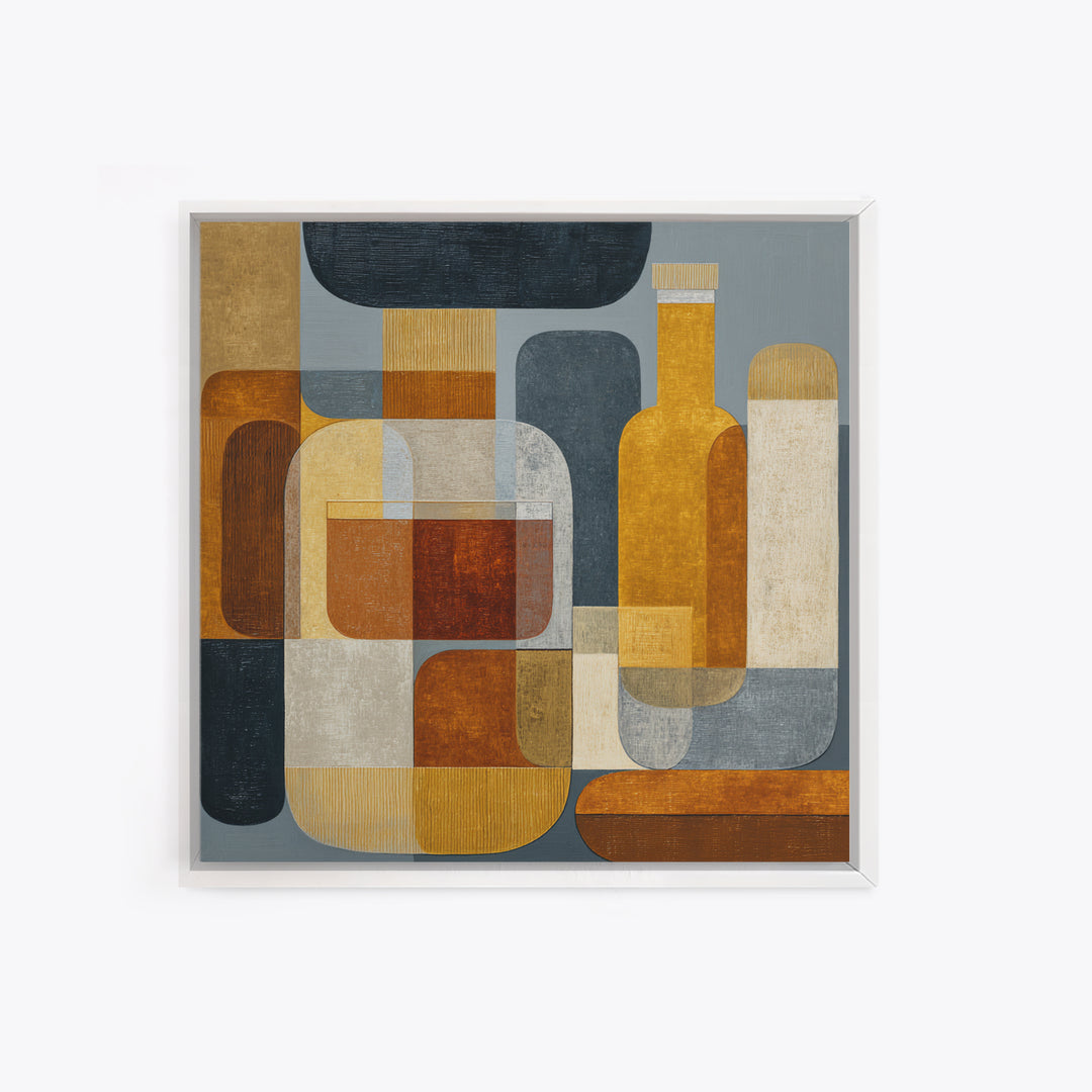 Brown Leather and Whiskey Still Life Framed Canvas Print, Monochrome Art, Textured Wall Art, Living Room Decor, Fine Art, Mono, MON-1x1-47