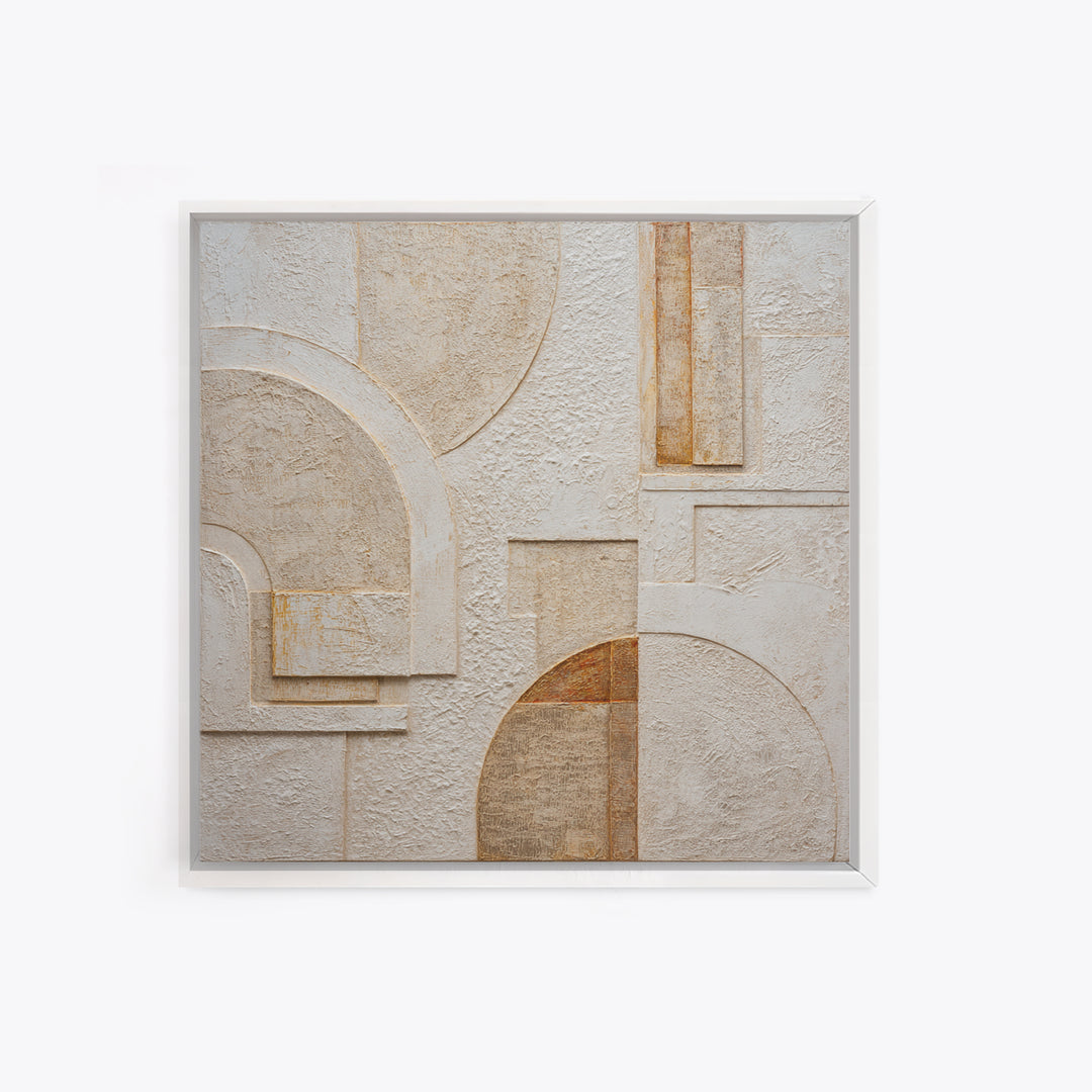Ivory White Plaster Texture Composition Framed Canvas Print, Monochrome Art, Modern Decor, Living Room Decor, Fine Art, Mono, MON-1x1-53