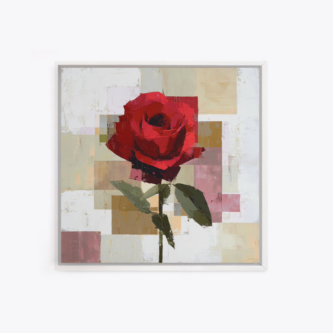 Single Red Rose Rendered Only Canvas Print, Monochrome Art, Modern Art, Living Room Decor, Watercolor Art, Mono, MON-1x1-55