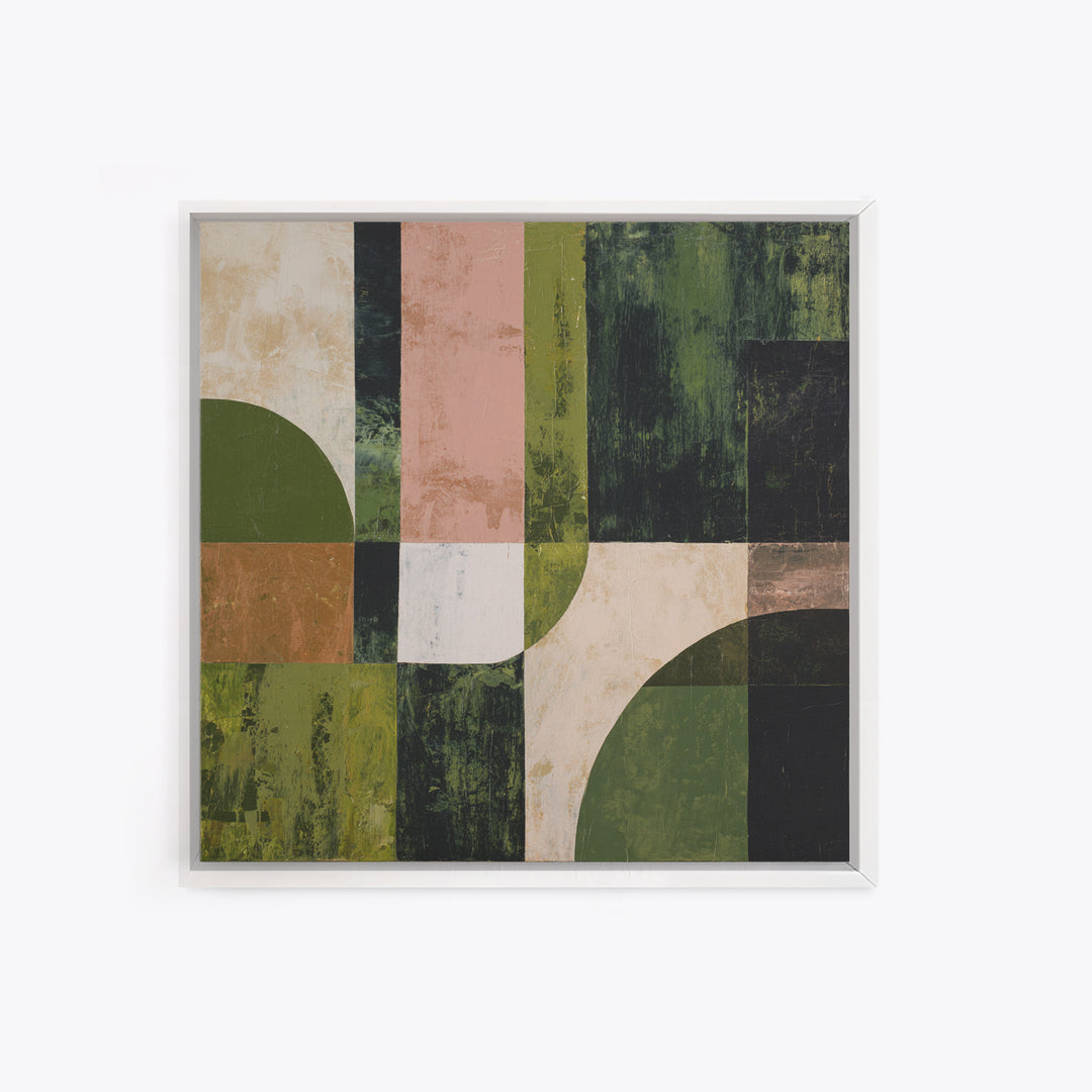 Deep Green Forest Silhouette Study Framed Canvas Print, Monochrome Art, Minimalist Wall Art, Living Room Decor, Fine Art, Mono, MON-1x1-61