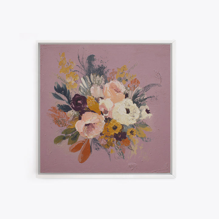 Monochrome Floral Bouquet Framed Canvas Print, Monochrome Art, Unique Wall Art, Living Room Decor, Mono, Fine Art Print, MON-1x1-66