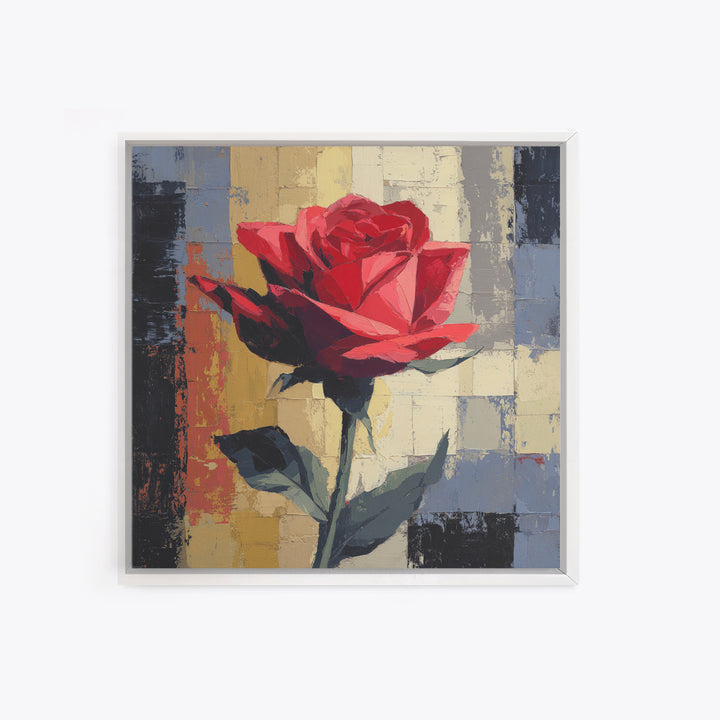 Single Red Rose Rendered Only Framed Canvas Print, Monochrome Art, Large Wall Art, Living Room Decor, Fine Art, Mono, MON-1x1-7