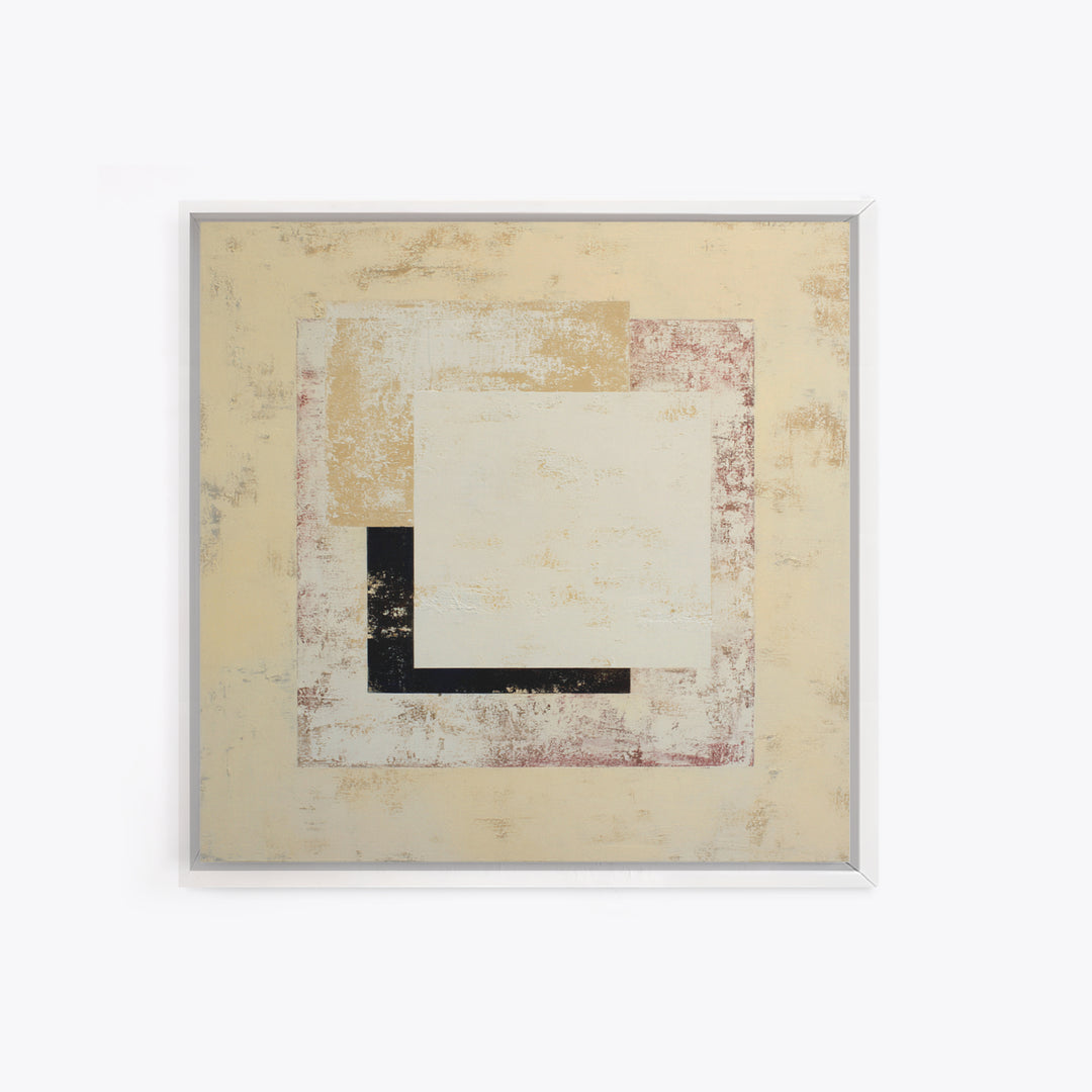 Cream on Cream Minimalist Forms Framed Canvas Print, Monochrome Art, Modern Wall Art, Living Room Decor, Fine Art, Mono, MON-1x1-70