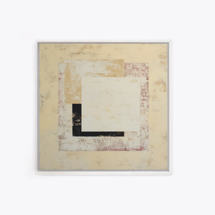 Cream on Cream Minimalist Forms Framed Canvas Print, Monochrome Art, Modern Wall Art, Living Room Decor, Fine Art, Mono, MON-1x1-70