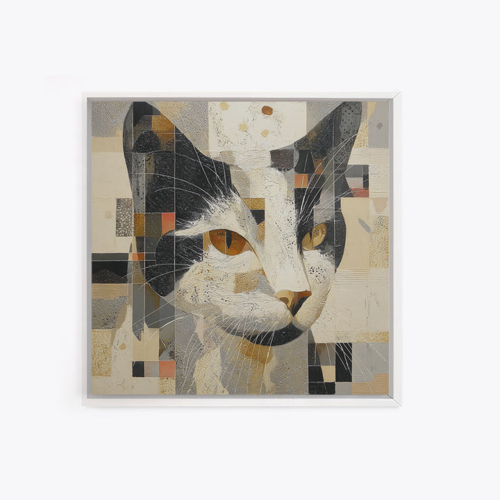 Monochrome Cat Portrait Framed Canvas Print, Monochrome Art, Fine Art Print, Living Room Decor, Fine Art, Mono, Digital Prints, MON-1x1-83