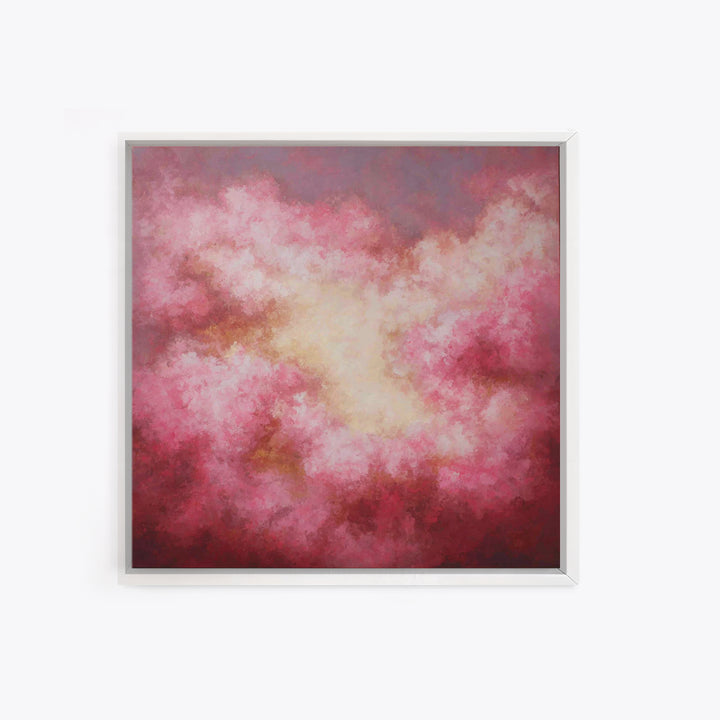 All Pink Cloudscape Framed Canvas Print, Monochrome Art, Abstract Painting, Living Room Decor, Abstract Art, Mono, Luxury Decor, MON-1x1-84