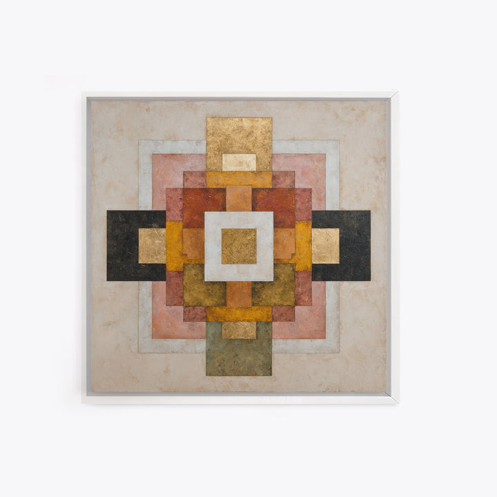 Gold Tonal Sunburst Medallion Canvas Print, Monochrome Art, Neutral Decor, Living Room Decor, Fine Art, Mono, Home Decor, MON-1x1-86