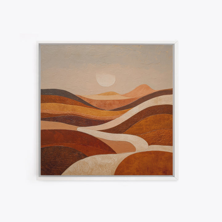 Warm Brown Desert Landscape Canvas Print, Monochrome Art, Moody Wall Art, Living Room Decor, Watercolor Art, Mono, MON-1x1-9