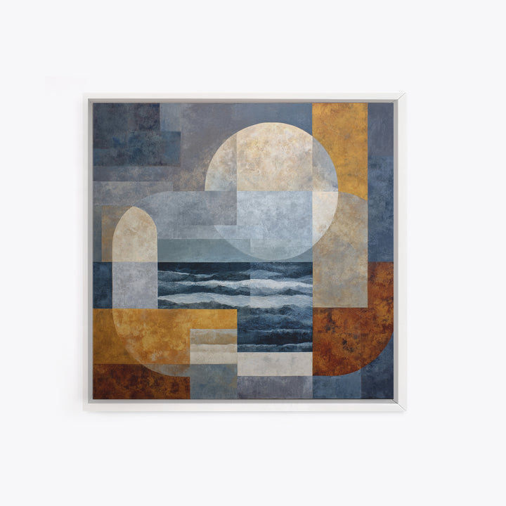 Silver Ocean Moonlight Scene Canvas Print, Monochrome Art, Boho Decor, Living Room Decor, Fine Art, Mono, Digital Art, MON-1x1-91