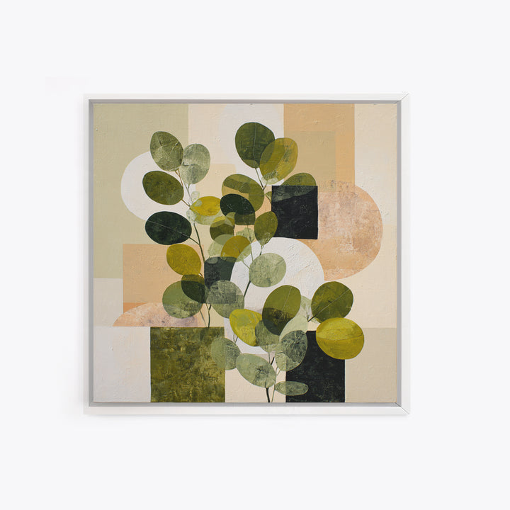 Green Botanical Study Canvas Print, Monochrome Art, Wall Art, Living Room Decor, Oil Painting, Mono, Abstract Art, MON-1x1-99
