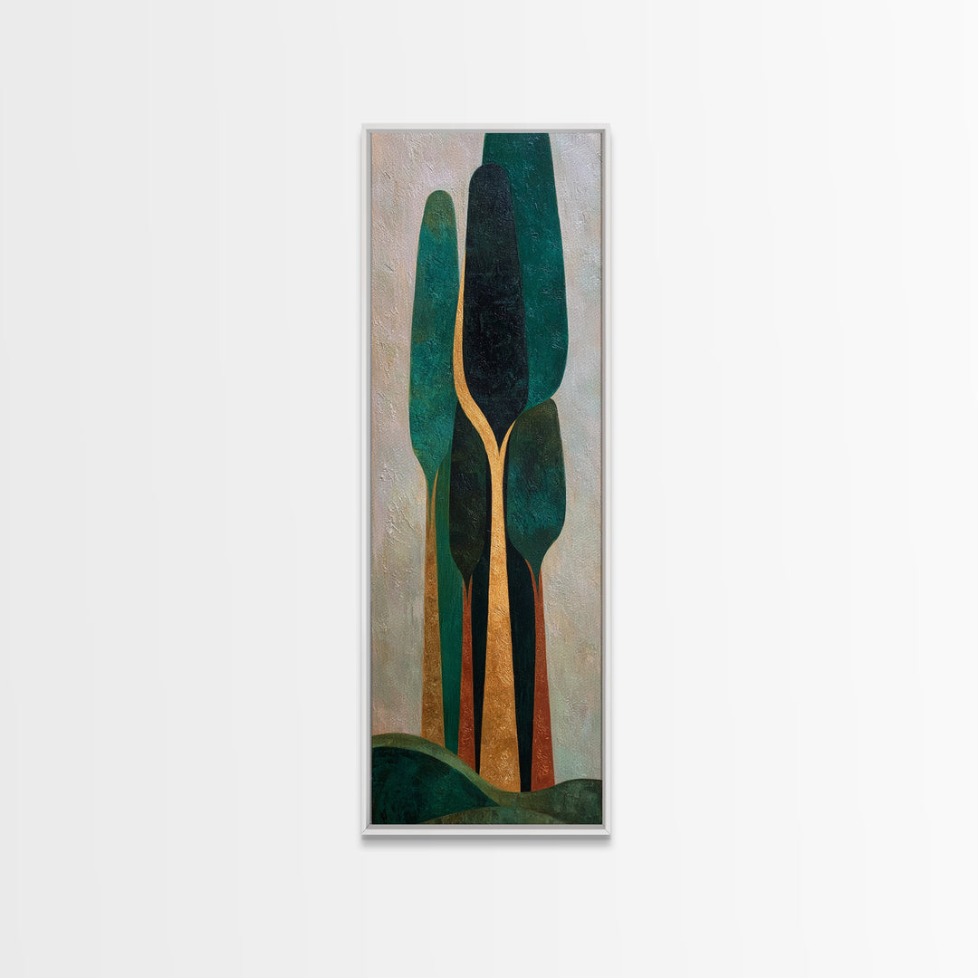 Deep Green Forest Silhouette Study Canvas Print, Monochrome Art, Digital Prints, Living Room Decor, Mono, Apartment Decor, MON-1x3-25